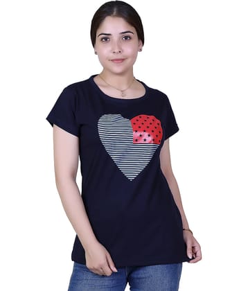 Varenyam Women Cotton Regular Fit Round Neck T-Shirt ( Navy )