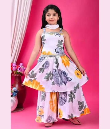 SM glob Girls Cotton Blend Kurti with Sharara ( Pack of 1 , Yellow )