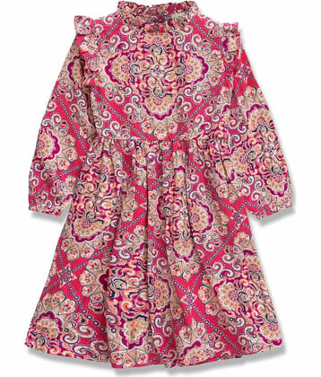 Juscubs Cotton Fit And Flare Dress For Girls ( Pack of 1 , Pink )