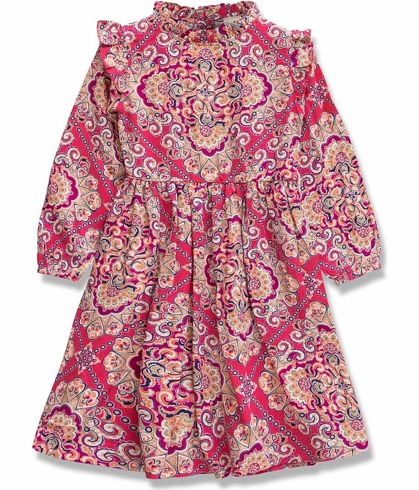 Juscubs Cotton Fit And Flare Dress For Girls ( Pack of 1 , Pink )
