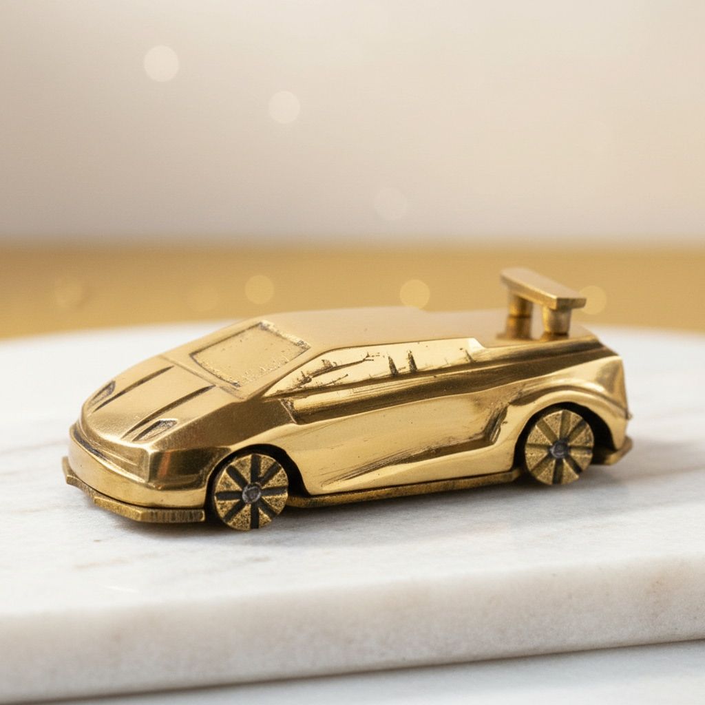 Brass Racing Car Miniature Toy | Decorative Collectible Vehicle, Height : 1.2 Inch (ZMAS341 C)