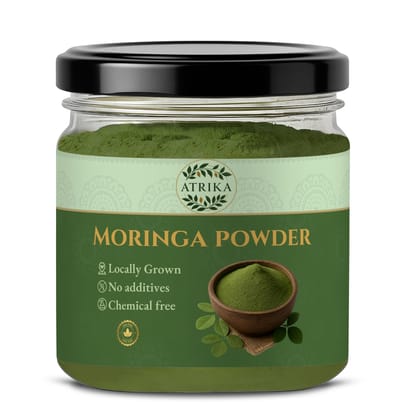 Atrika Moringa Powder 150g | Pure Moringa Leaf Powder | Drumstick Leaves Powder for Daily Nutrition, Energy & Wellness Atrika Moringa Powder 150g | Pure Moringa Leaf Powder | Drumstick Leaves Powder for Daily Nutrition, Energy & Wellness