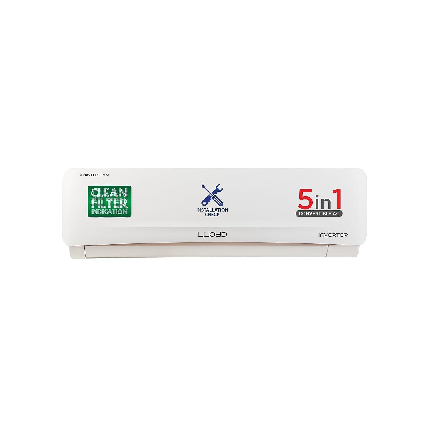 Lloyd 2.0 Ton 5 Star Inverter Split AC (5 in 1 Convertible, Copper, Anti-Viral + PM 2.5 Filter, 2024 Model, White with Golden Deco Strip, GLS24I5FWGEV) Lloyd 2.0 Ton 5 Star Inverter Split AC (5 in 1 Convertible, Copper, Anti-Viral + PM 2.5 Filter, 2024 M