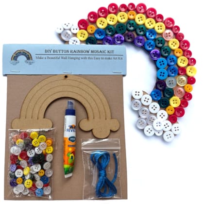 The brown box DIY Button Rainbow Mosaic Kit,Craft kit,Art and Craft Kit,DIY Kit,Hobby kit,Rainbow Theme Birthday Gift,Christmas Gift