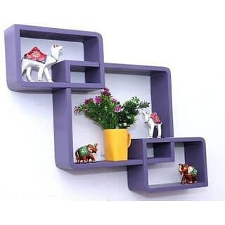 Onlinecraft Ch2761 Wooden Wall Shelf 3 Ka Attech ( Purple) Wooden Wall Shelf (Number Of Shelves - 3, Purple)