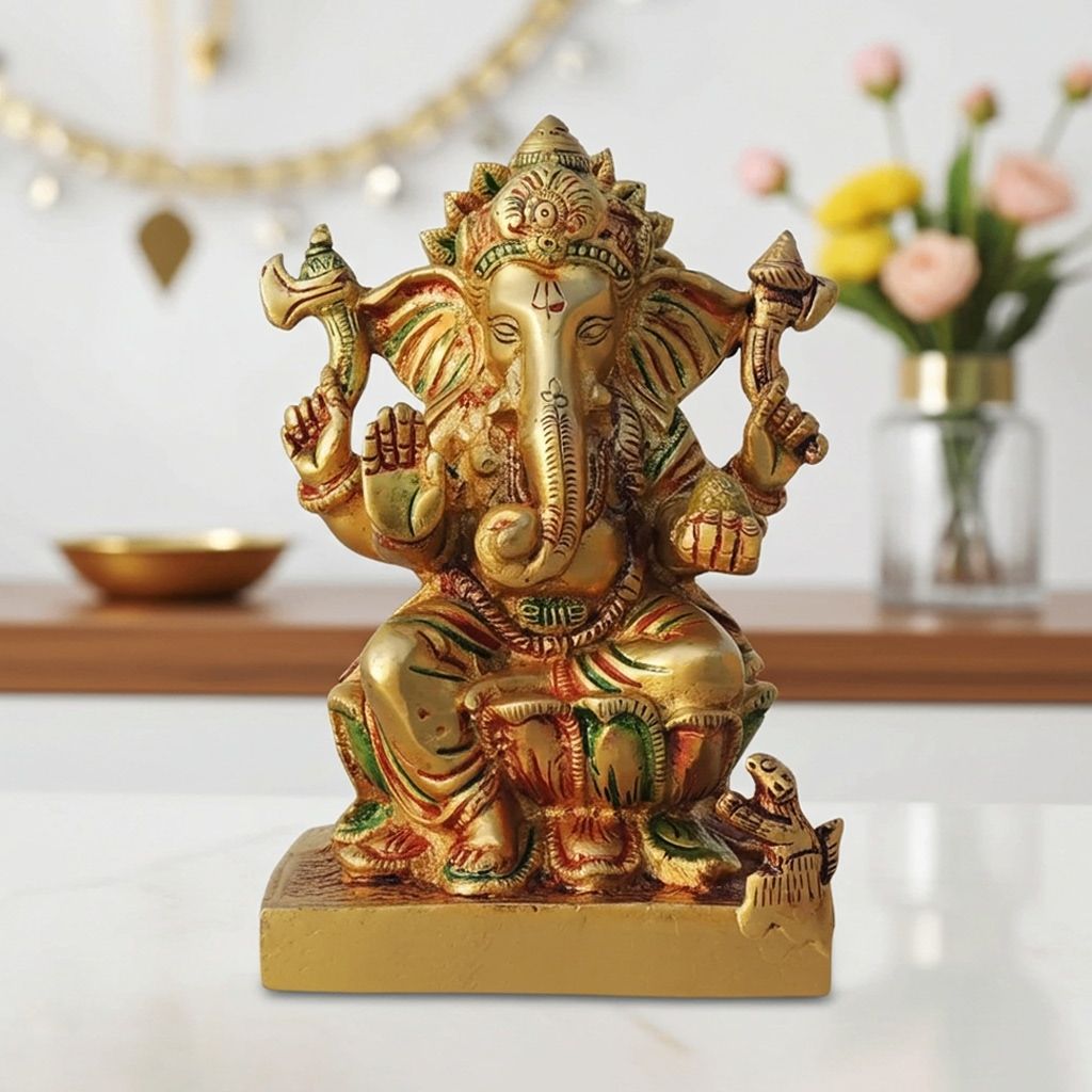 Brass Showpiece Ganesh Ji God Idol Statue (BSMAS667 B)