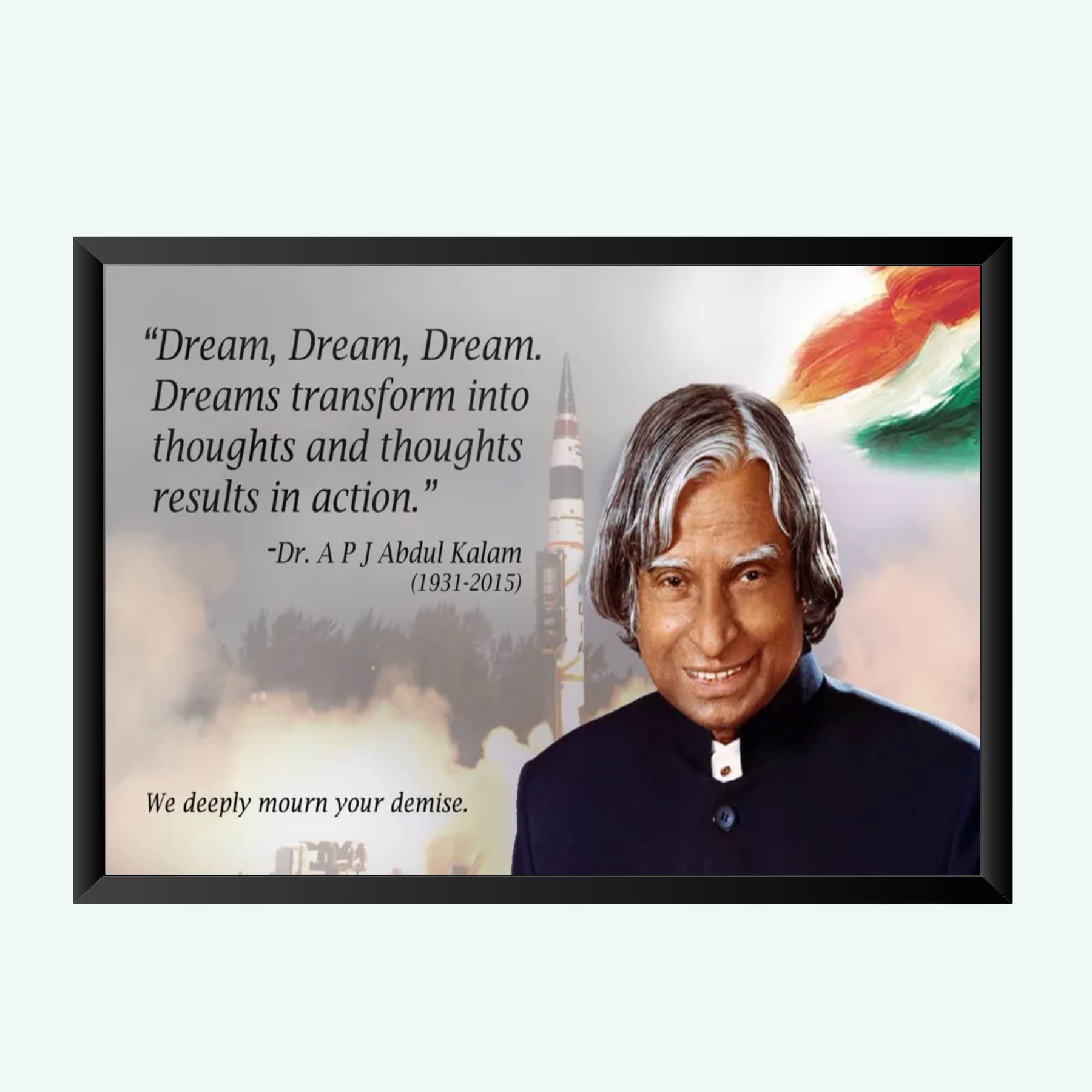 NOKKES A.P.J Abdul Kalam Wall Photo Frame For India Love And Wall Decoration Wall Photo Frame Size 8X12 Inch_A11