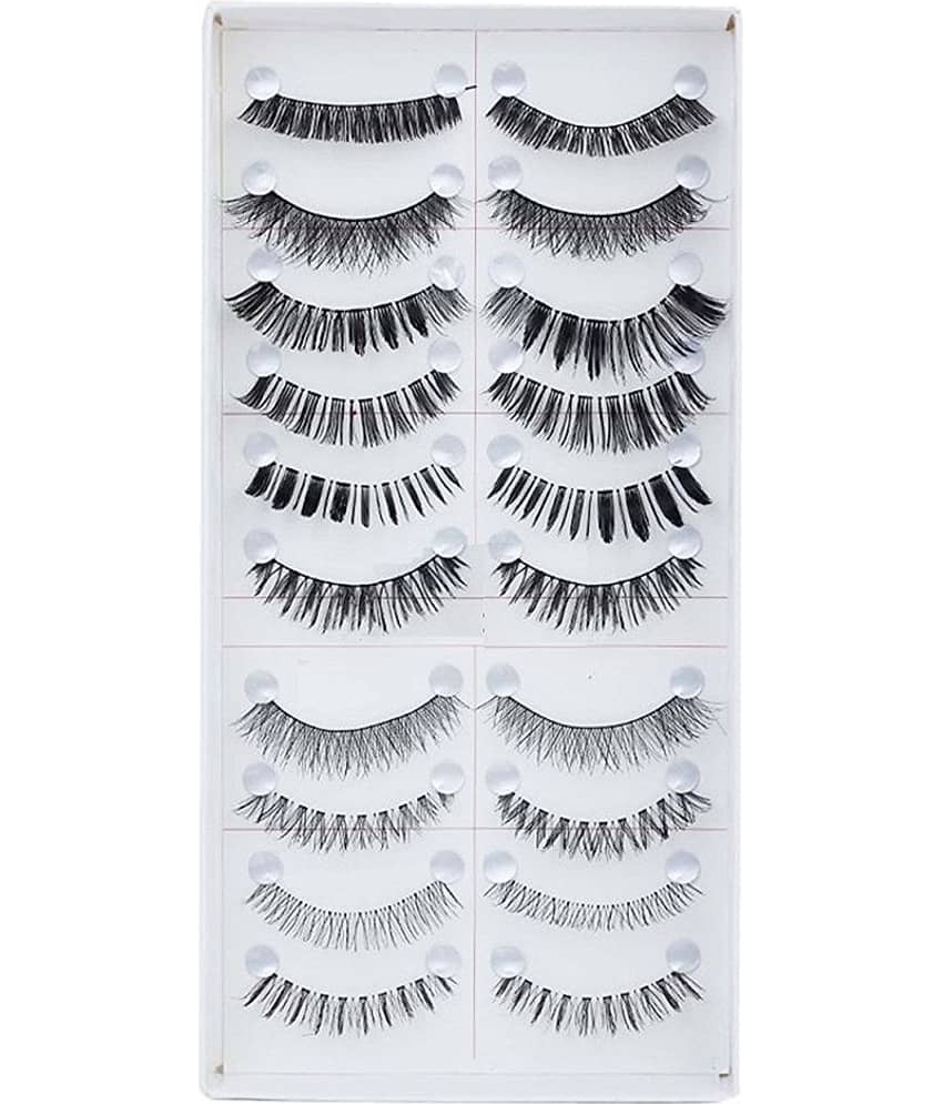 FOK Natural Fake Eyelashes 10 Pair Black Volumising 20 Natural False Eyelashes Pack Of 10 Pair 400 g