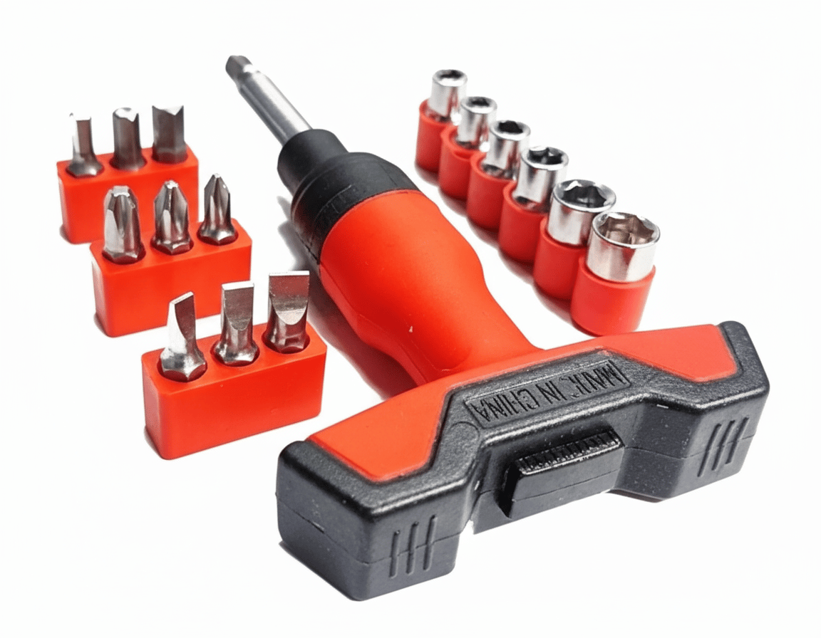 T-Handle Ratchet Screwdriver & Socket Bit Set - Multi-Tool Set for Home & Repair