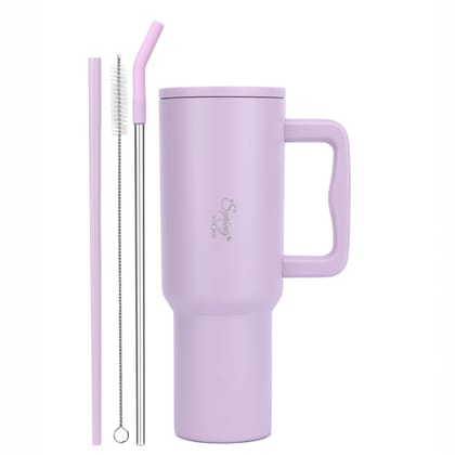 Spring by LA FORTE 1200ml Insulated Tumbler with Handle, Lid & Straws Spring by LA FORTE 1200ml Insulated Tumbler with Handle, Lid & Straws - Purple