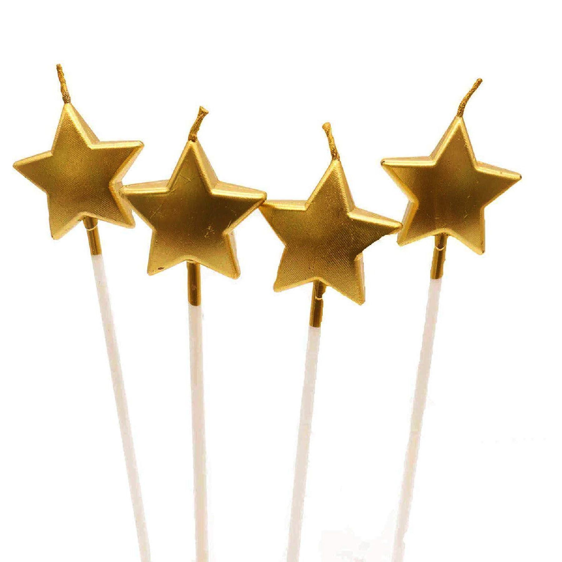 Golden Star Stick Candle - 4Pc