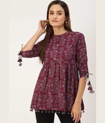 Kbz Women's Rayon Empire Top ( Wine )