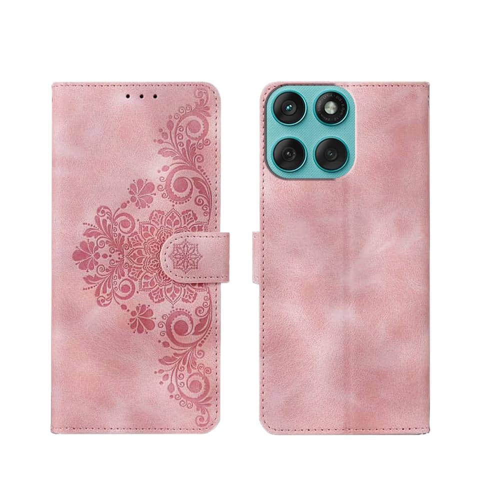 amazon basics Moto Edge 60 Fusion 5G Flip Cover | Card Pockets Wallet & Stand | Flip Cover for Moto Edge 60 Fusion 5G (Pink Flower) Pink