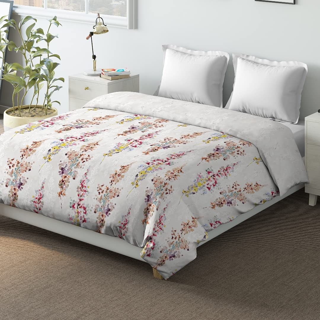 DDECOR - Prime Collection 100% Cotton Floral Pattern 136TC King Quilt |229 CM X 274 CM| - Purple