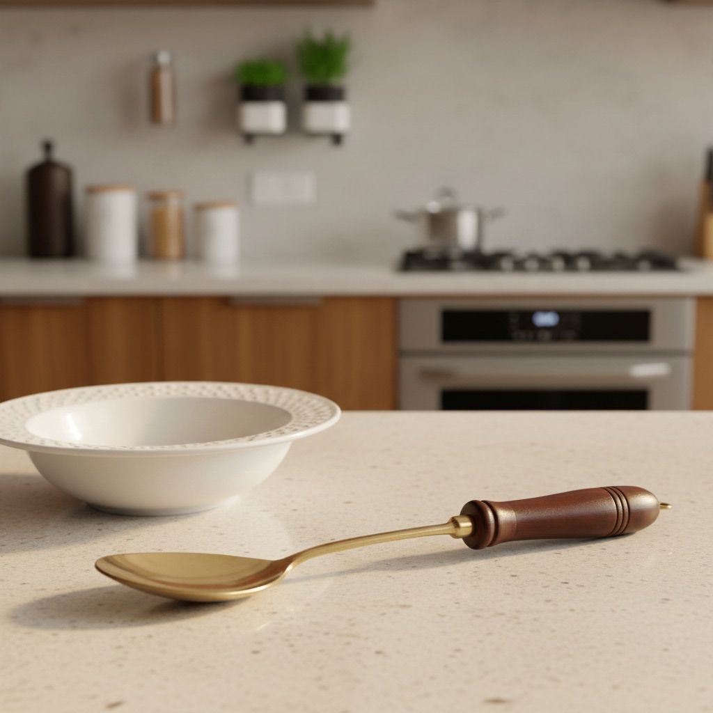 Brass Rice Spoon With Wooden Handle (BCMAS178 B)