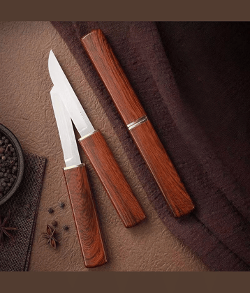 BLUE HOME AND KITCHEN Brown Stainless Steel Knife Set Blade Length 9 cm (Pack of 1)