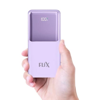 FLiX UltraCharge P115 10000mAh 22.5W QC Power Delivery PPS Power Bank, Tripple Output, Dual Input Type C & B, Percentage LED Indicator, Compatible iPhone, Samsung, Google (XPB-P115)(Purple)