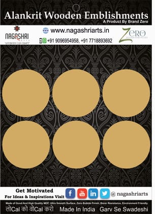 Brand Zero Circle Coaster - 3.7 Inches Diameter 2.5 mm Thickness - Pack of 6 Pcs