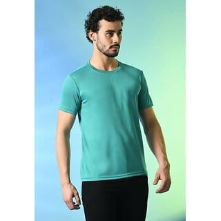PrintCultr Solid Men Round Neck Polyester Light Blue T-Shirt