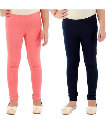 Kids Cave Pack of 2 Girls Cotton Blend Leggings ( Orange )