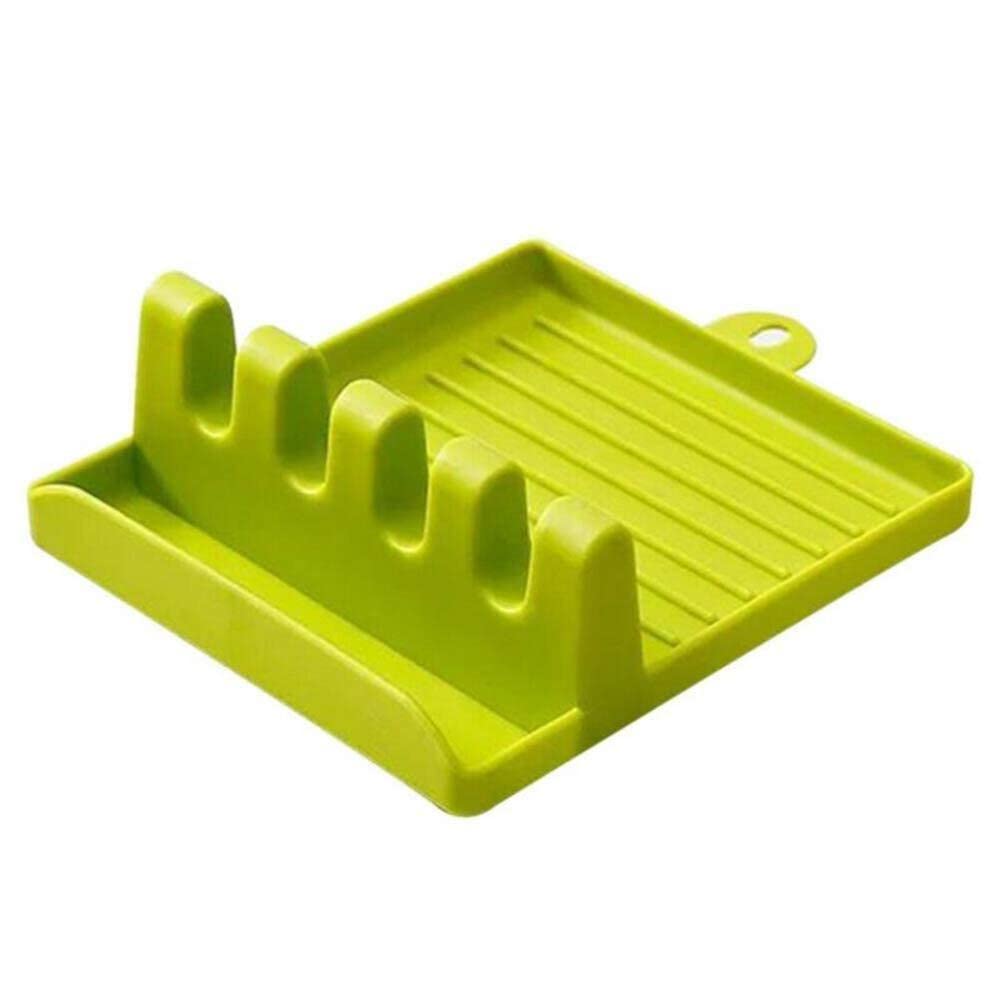 DHRUVINSRI Heat-Resistant Silicone Spoon Rest Mat Stand – Durable Cooking Spatula Holder Tray for Easy Kitchen Organization and Cleanliness (Multicolor)