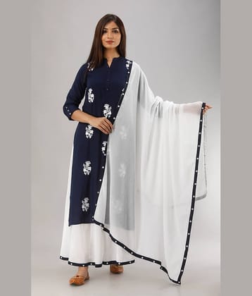 MAUKA - Blue Straight Rayon Women's Stitched Salwar Suit ( Pack of 1 )