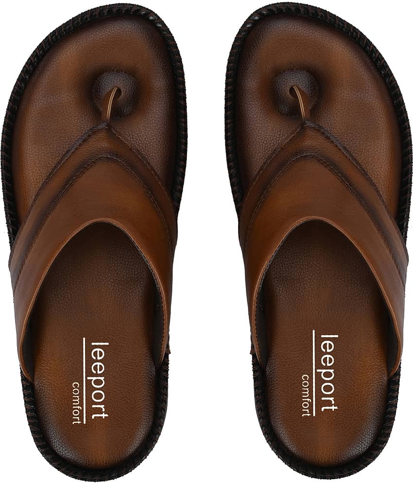 Leeport - Brown Men's Leather Slipper