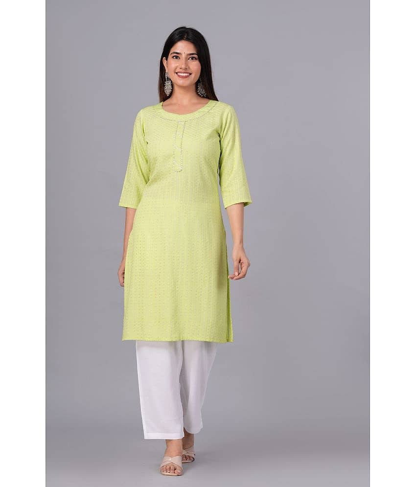Doriya Cotton Blend Embroidered Kurti With Palazzo Women's Stitched Salwar Suit - Green ( Pack of 1 )