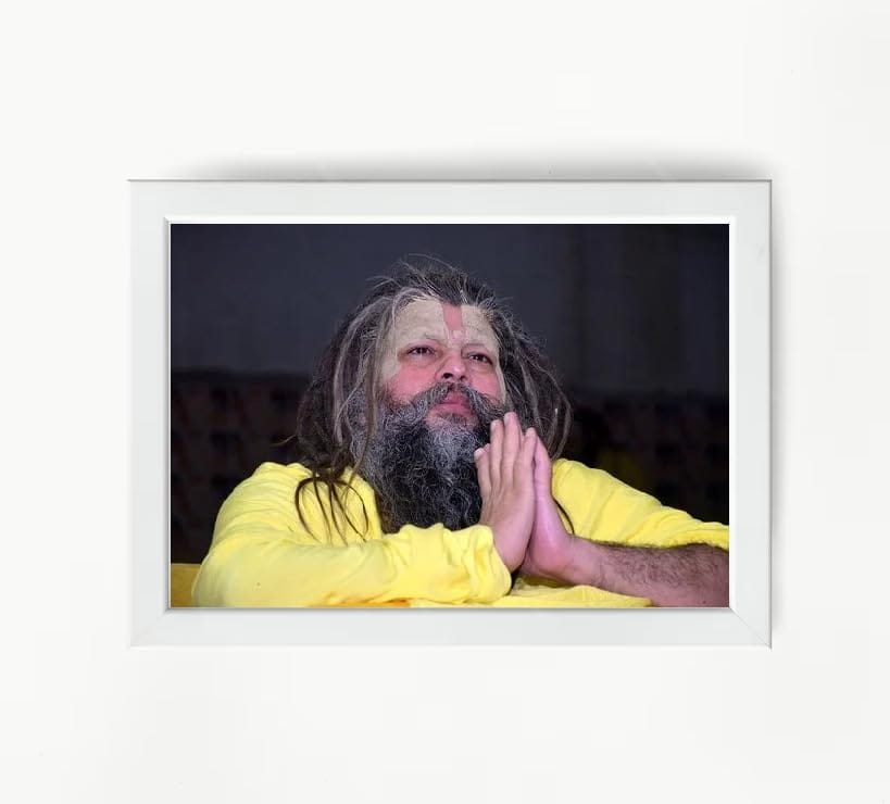 NOKKES Premanand Ji Maharaj White Religious Photo frame 5X7 Inch Photo Frame_WEW65