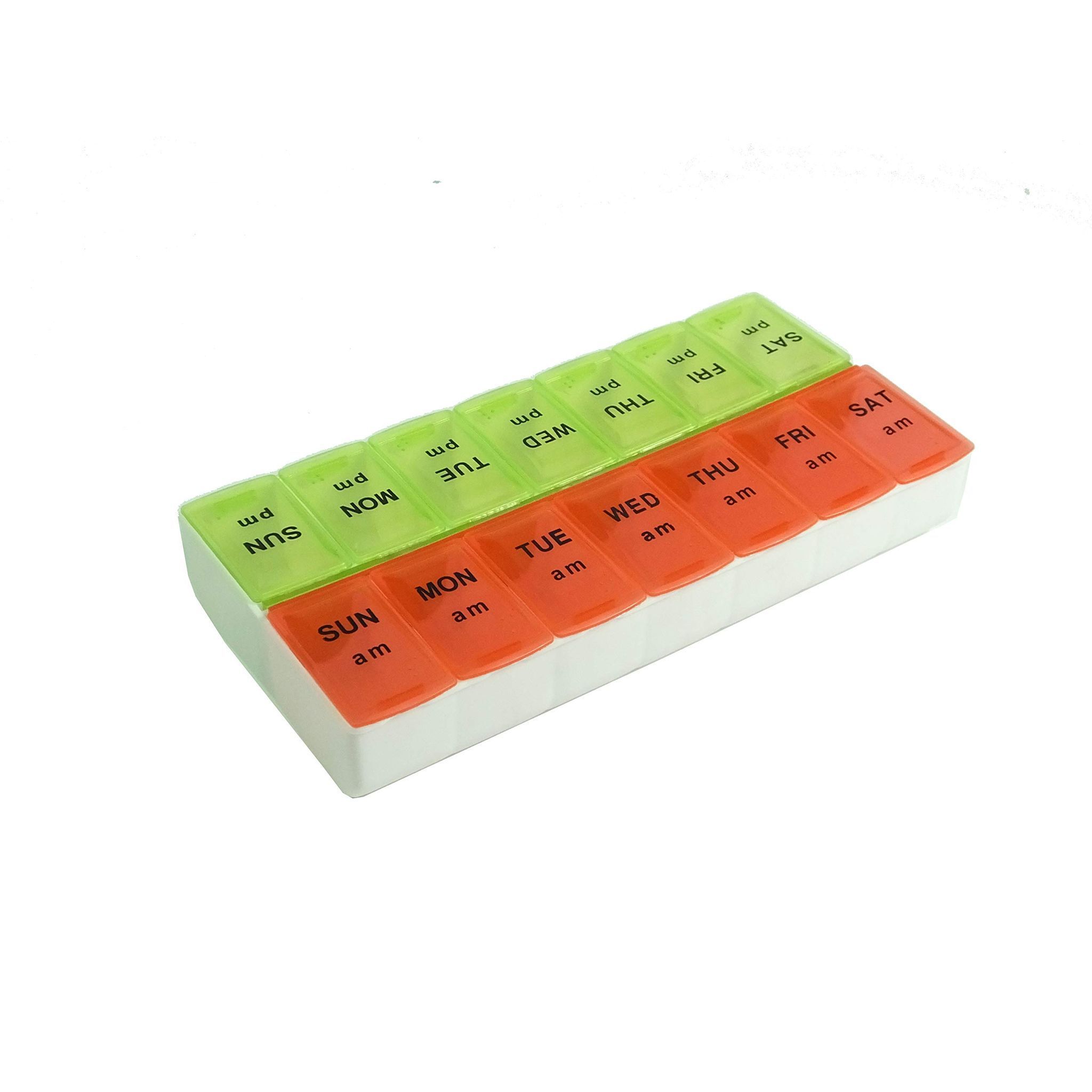 Aktive Life Pill Medicine Organizer Reminder Storage Box with Snap Lids 7-day AM/PM Larger Compartments for Bigger Pills, Weekly Medicine Organizer Twice a Day, Weekly Day and Night Pill Case for Vitamins, Fish Oils or Supplement