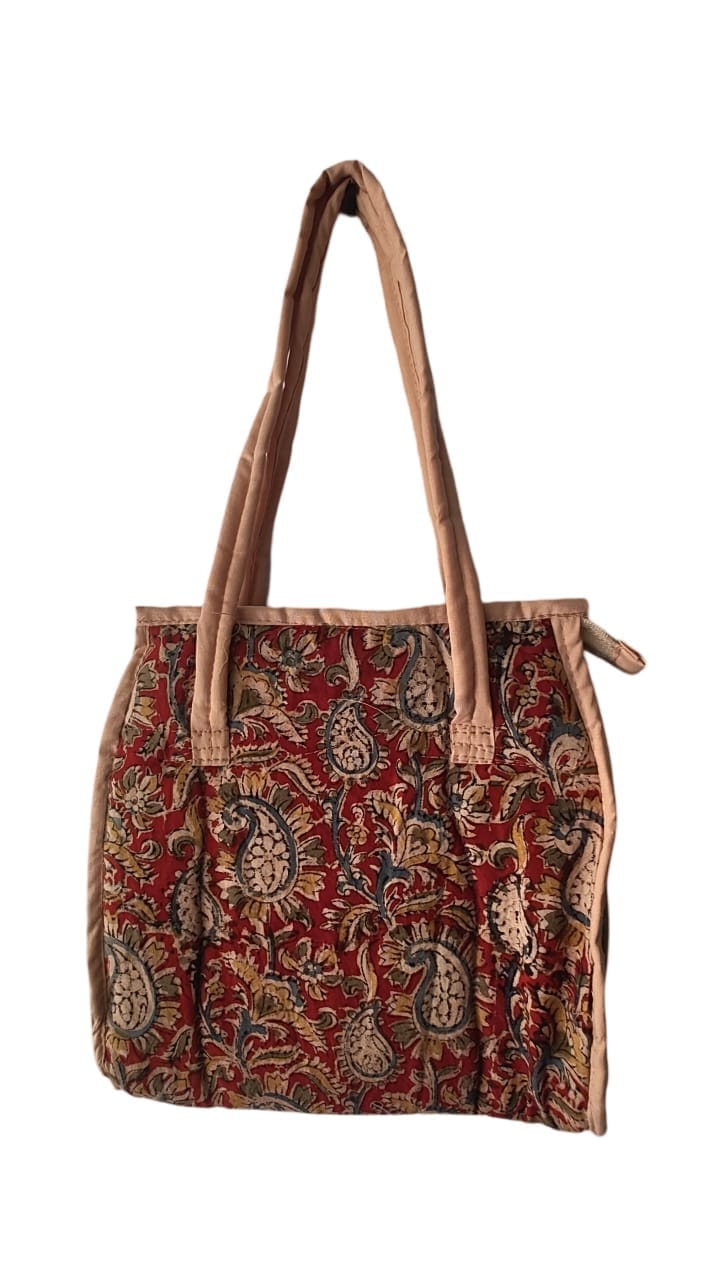 AP MEPMA KALANKARI BAGS   Handcrafted Quilted Cotton Tote Bag with Paisley Print*