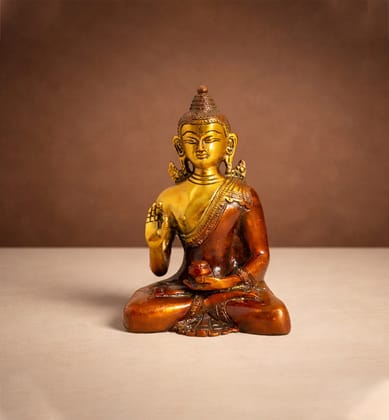 Handcrafted Brass Buddha Statue – Dual Tone Antique Finish Handcrafted Brass Buddha Statue – Dual Tone Antique Finish