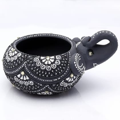 DECOREER Grey Elephant Terracotta Tealight Holder