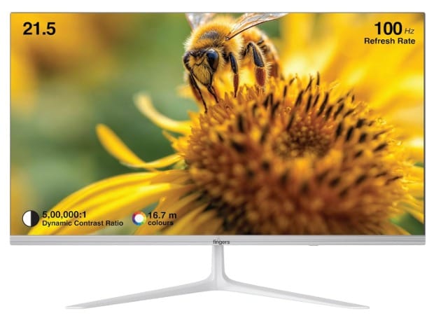 FINGERS The Big Picture LED Monitor Satin-2150 [21.45 (51.48cm), FHD (1920x1080 px), Ultra-Slim & Frameless, 16.7 M Colours, Wall Mountable, VGA, HDMI with 100HZ (Stunning White)