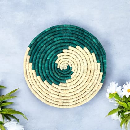 Handwoven Sabai Grass Table MatBeige and Green