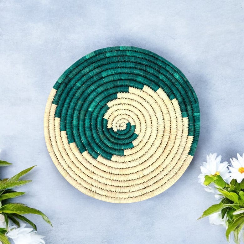 Handwoven Sabai Grass Table MatBeige and Green