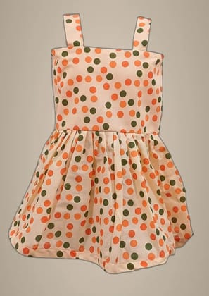 Mom And Me Peach Polka Dot Frock (1-2 Years) | Cambric Cotton | Party & Birthday Mom And Me Peach Polka Dot Frock (1-2 Years) | Cambric Cotton | Party & Birthday