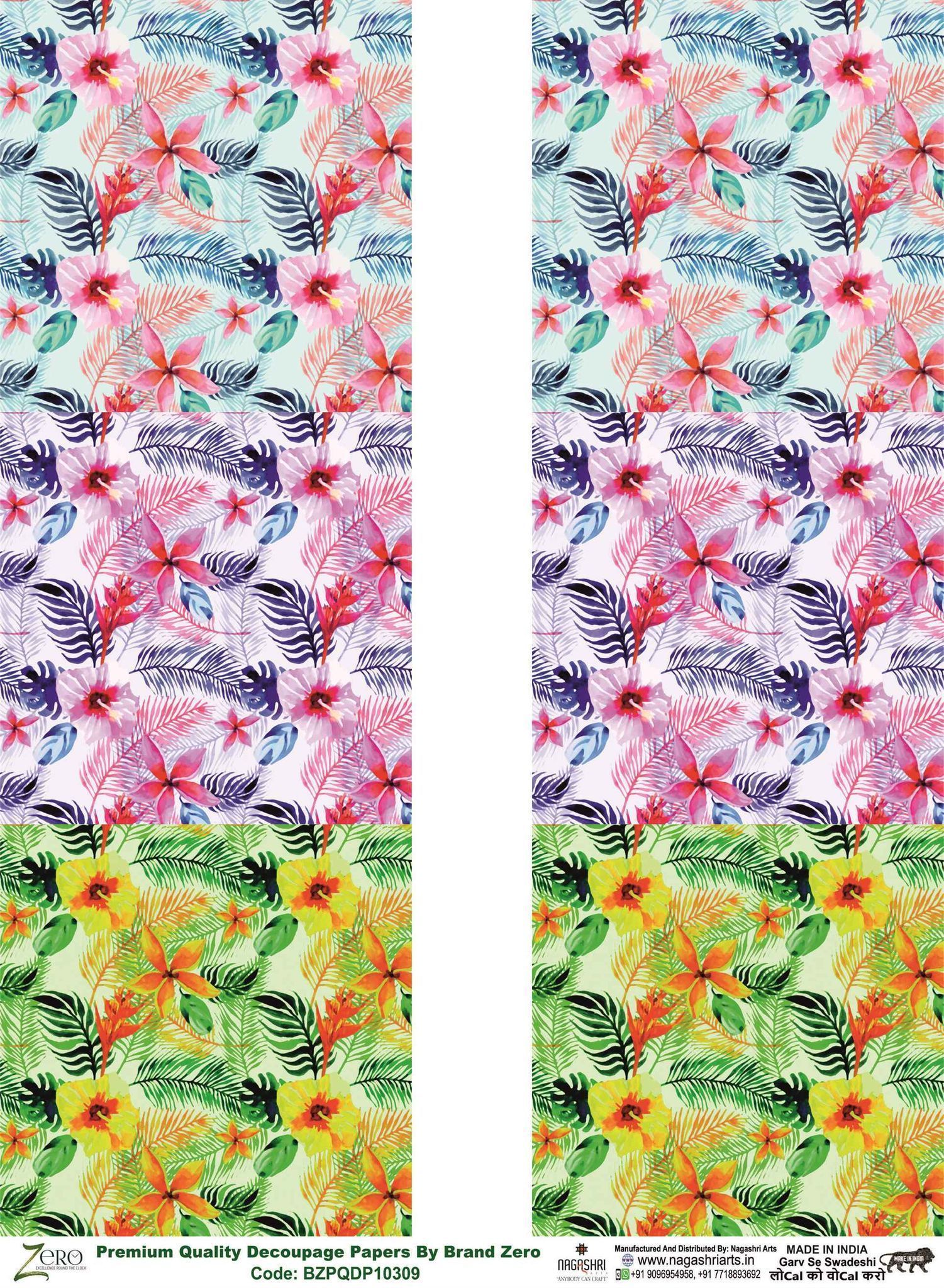 Brand Zero Premium Quality Decoupage Paper Pack of Two - Design Code: BZPQDP10309