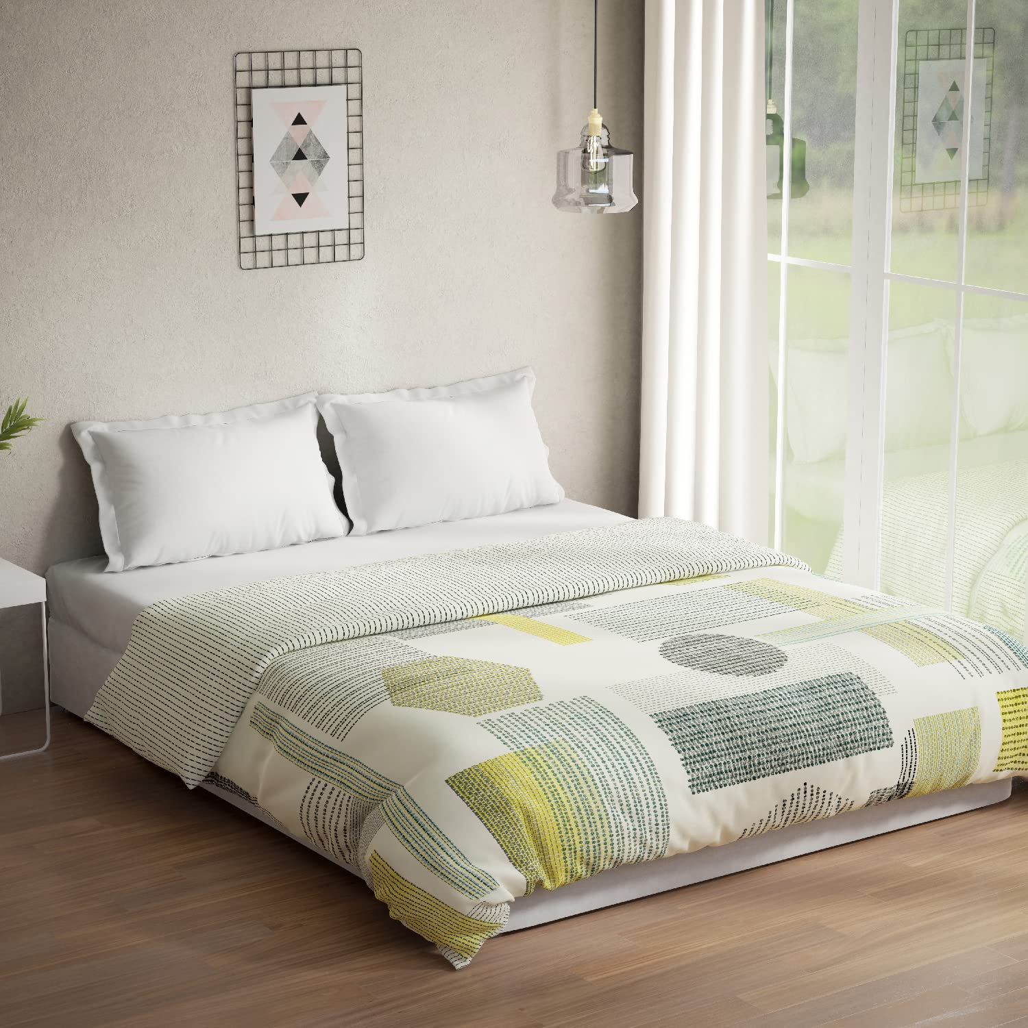DDECOR - Optima Collection 100% Cotton Geometric Pattern 136TC King Quilt |229 CM X 274 CM| - Multi