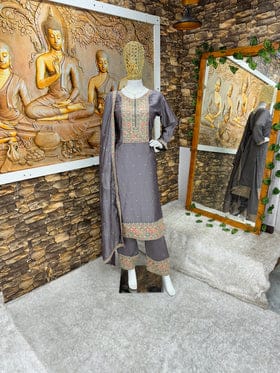 Beautiful Party Wear Top Plazzo And Dupatta With Embroidery Work Beautiful Party Wear Top Plazzo And Dupatta With Embroidery Work