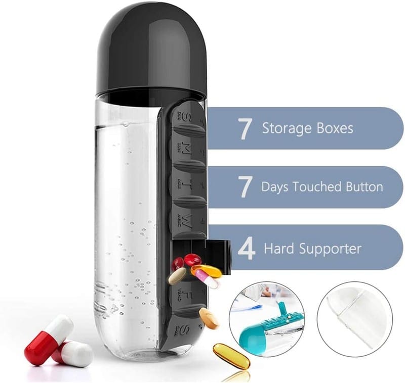 7-Day Pill Organizer Water Bottle - Daily Medication Management