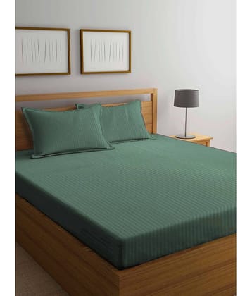 Klotthe Poly Cotton 1 Double King Bedsheet with 2 Pillow Covers ( Green )