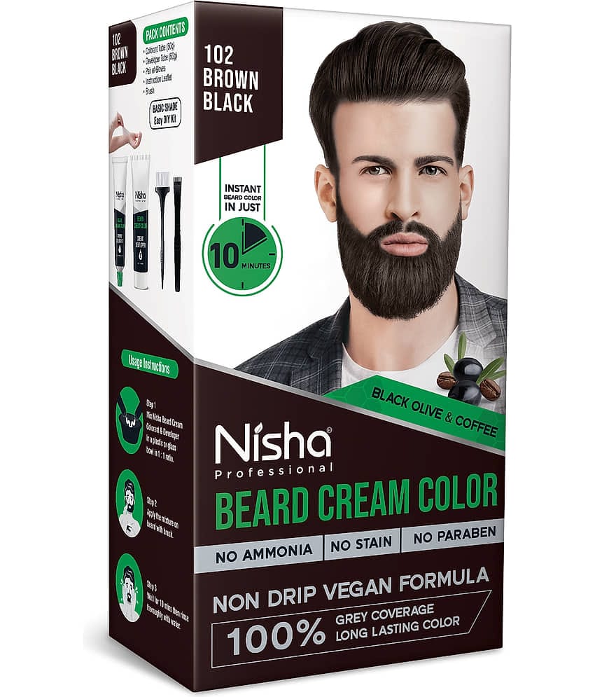 Nisha Beard Colour for Men Black Brown 120g, Professional Beard Hair Colour, Ammonia Free Beard Cream Hair Color