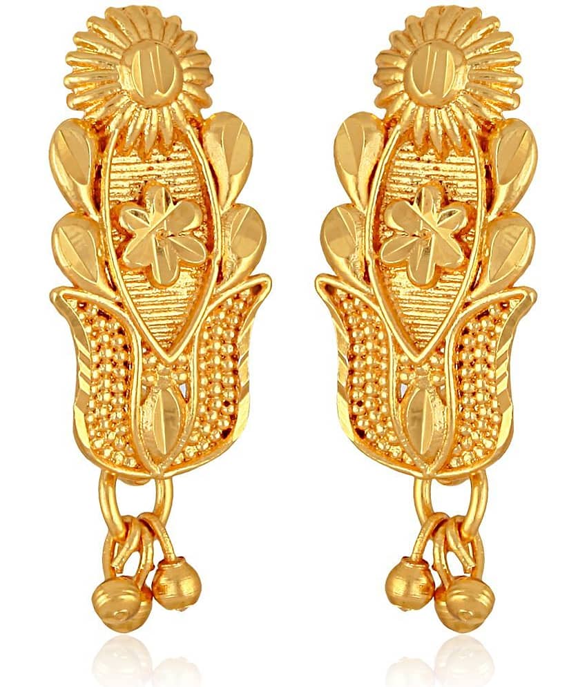 VIVASTRI Golden Stud Earrings ( Pack of 1 )