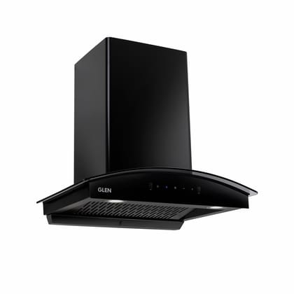 Auto Clean Chimney Curved Glass Filterless with Motion Sensor, 60/76/90cm 1200 m³/h -Black (6080 BL MS AC)
