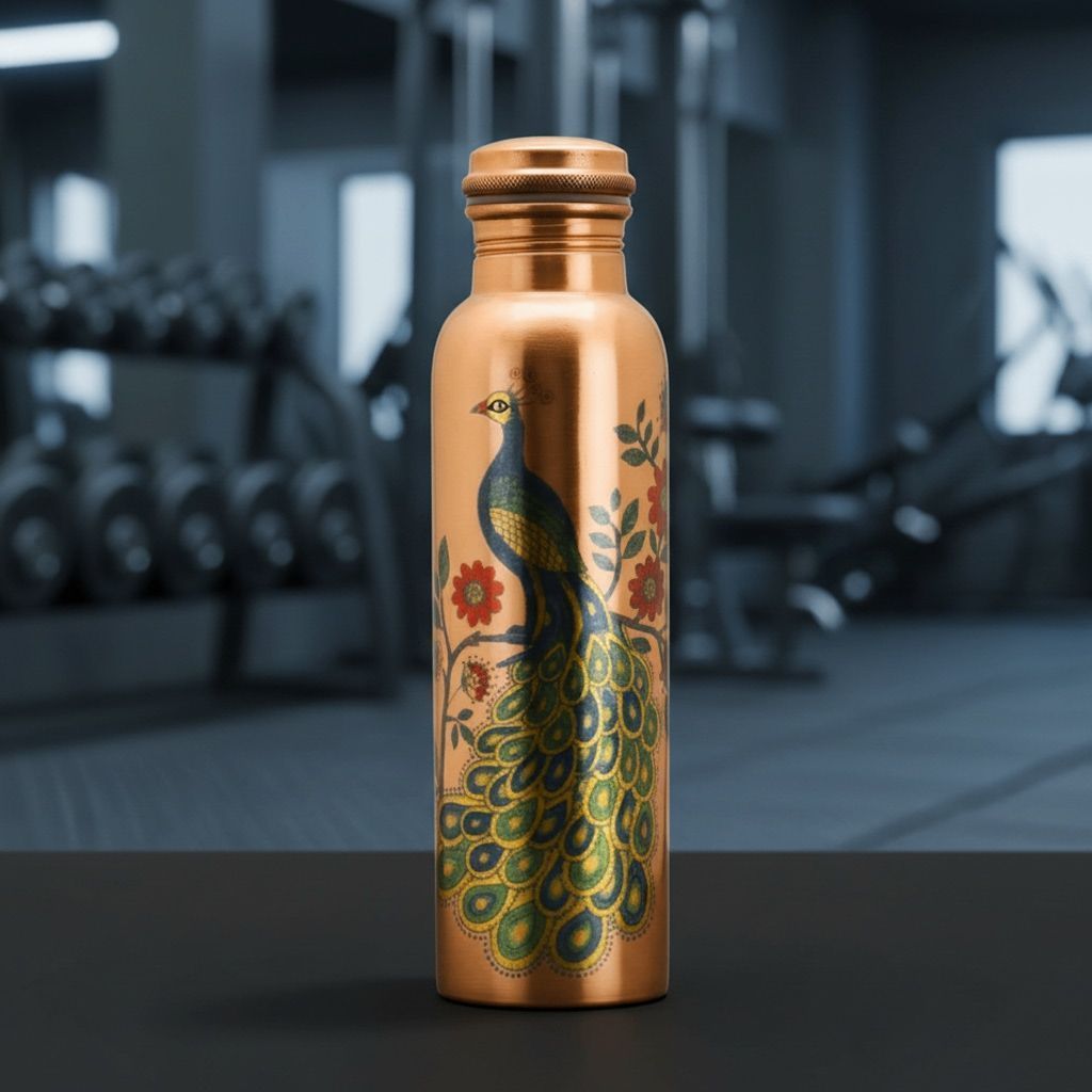 Copper Drinking Water Bottle – Ayurvedic Health Bottle for Daily Use, Height : 10.3 Inch (BCMAS079 P)