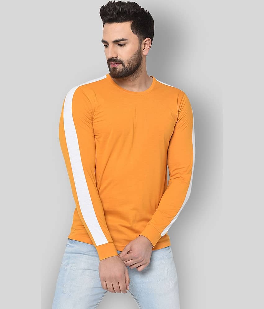 Glito Pack of 1 Cotton Blend Regular Fit Men's T-Shirt ( Mustard )