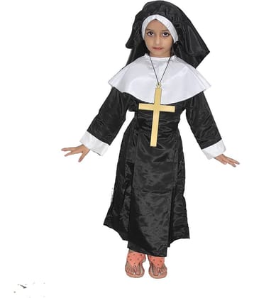 Kaku Fancy Dresses Our Community Helper Nun Costume -Black & White, 5-6 Years, For Girls