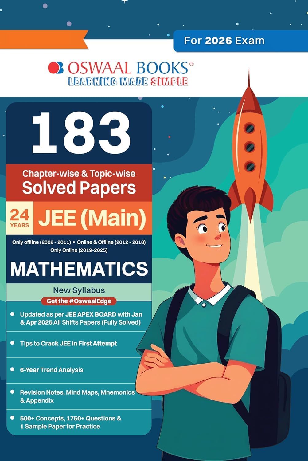 Oswaal JEE Main Mathematics Solved Papers 2026, 183 Chapter-wise Papers, 24 Years (2002-2025), New Syllabus [Paperback] Oswaal Books And Learning Private Limited