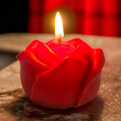SS enterprise Rose Flower Shape for Home Decor | Romantic Fragrance | Smoke-Free | Romantic Night Pillar Candle (Pack of 1, Red)